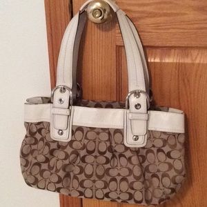 Coach Soho Signature Brown Pleated Satchel Purse